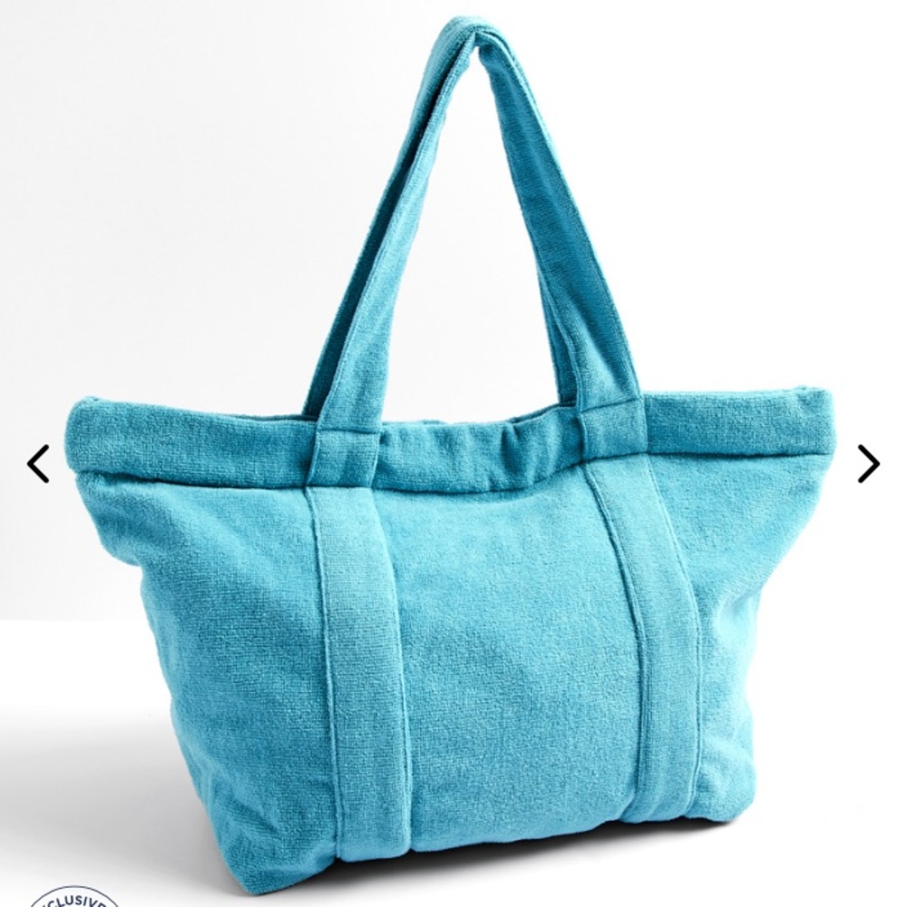 Unchartered Threads Terry Cloth Interior Stripe Tote Bag in Blue New With Tags